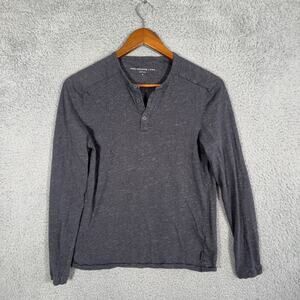 John Varvatos Henley Shirt Mens S Long Sleeve Grey Slub Cotton Designer Casual